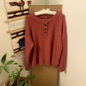 Super Soft Knit Henley Style Sweater
